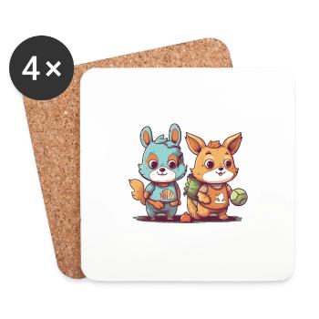 Athlètes animaux - Dessous de verre (lot de 4) - blanc - Devant