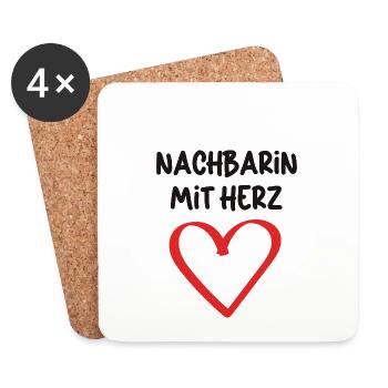 Nachbarin Mit Herz Danke Beste Lieblingsnachbarin - Untersetzer (4er-Set) - Weiß - Vorne