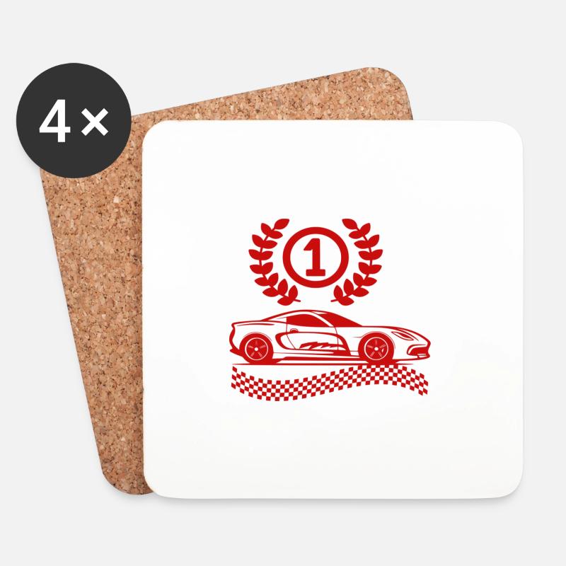 Rennwagen - Untersetzer (4er-Set) - Weiß