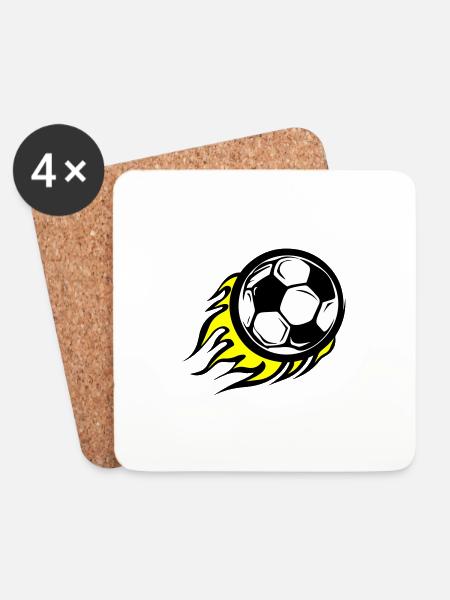 Fussball Symbol Feuer - Untersetzer (4er-Set) - Weiß