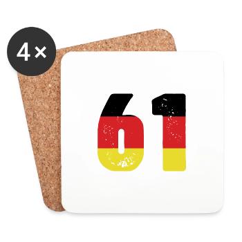 61 Numéro Jersey Allemagne - Dessous de verre (lot de 4) - blanc - Devant