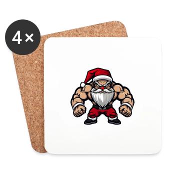Weihnachtsmann Muskeln Bodybuilding - Untersetzer (4er-Set) - Weiß - Vorne
