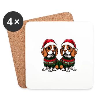 Beagle Hund Weihnachten Team - Untersetzer (4er-Set) - Weiß - Vorne