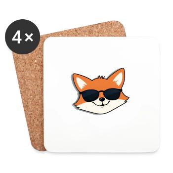 Renard du Soleil avec des lunettes de soleil - Dessous de verre (lot de 4) - blanc - Devant