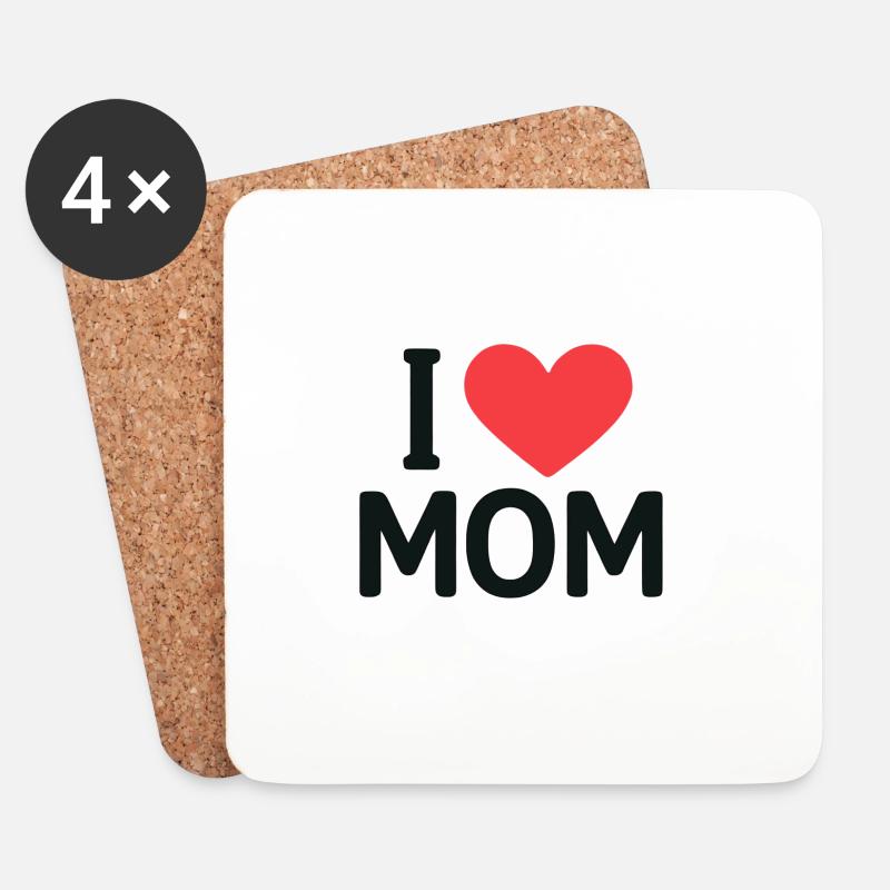 Ich liebe das MOM-Herzdesign - Untersetzer (4er-Set) - Weiß