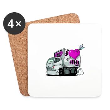 I Love My Truck LKW Fahrerin Lastwagen - Untersetzer (4er-Set) - Weiß - Vorne
