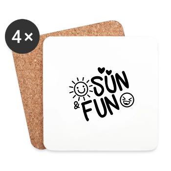 FUN AND SUN LOVE HEART LAUGHTER SAYINGS MOTIFS - Coasters (set of 4) - white - Front