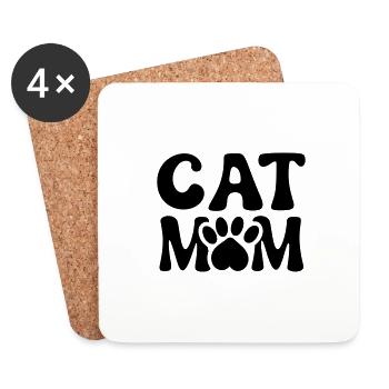 MOM MAMA MOMMY CATS PUSSY MEOW HANGOVER SAYING MOTIF - Coasters (set of 4) - white - Front