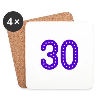 30 JAHRE. 30-JÄHRIGES JUBILÄUM. GEBURTSTAG 30 JAHRE. JAHR - Untersetzer (4er-Set) - Weiß - Vorne