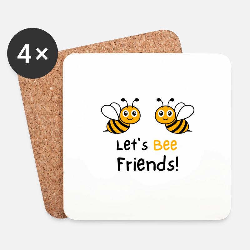 Lets Bee Friends - Untersetzer (4er-Set) - Weiß