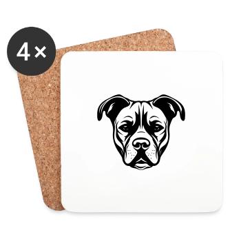 Tête de chien Staffordshire Bull Terrier - Dessous de verre (lot de 4) - blanc - Devant