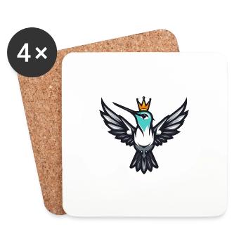 Kolibri Vogel Comic Krone - Untersetzer (4er-Set) - Weiß - Vorne