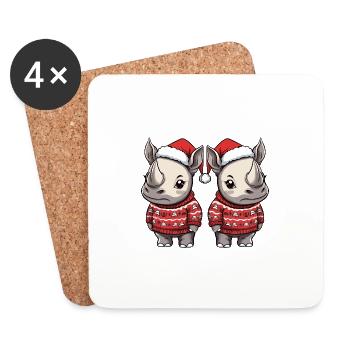 Rhino Christmas Team - Coasters (set of 4) - white - Front