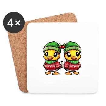 L’équipe de Noël des canards - Dessous de verre (lot de 4) - blanc - Devant