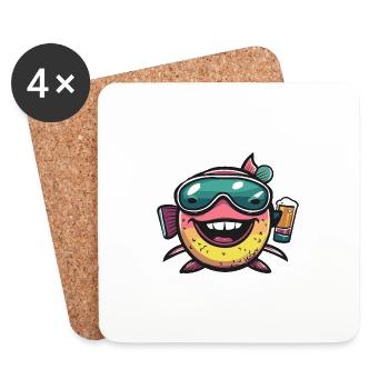 Piranha Fische Ski Bier - Untersetzer (4er-Set) - Weiß - Vorne