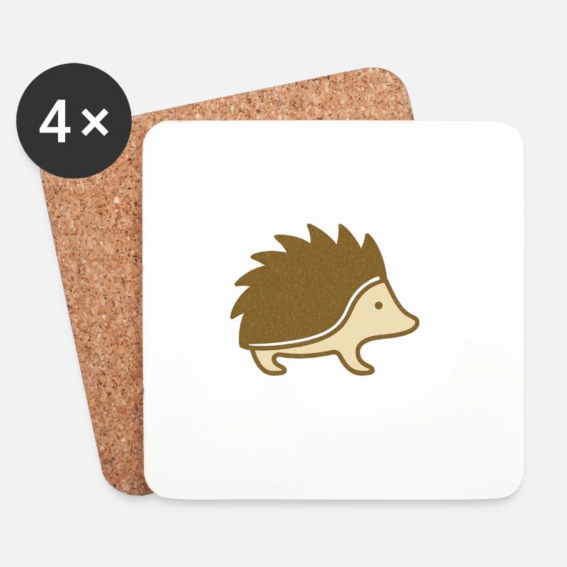 Stylisierter Igel mit Glitzer-Detail - Untersetzer (4er-Set) - Weiß