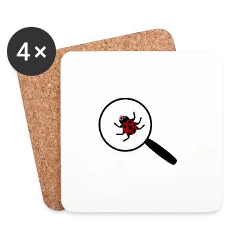 Ladybug under the magnifying glass - Coasters (set of 4) - white - Front