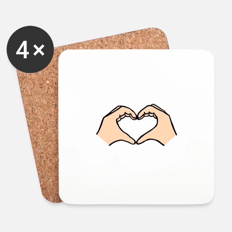 Herz - Paare - Geschenk - Untersetzer (4er-Set) - Weiß