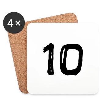 Numéro de maillot - Dix - Dessous de verre (lot de 4) - blanc - Devant