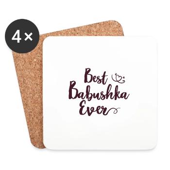 Best Babushka Ever Spruch für russische Oma Russen - Untersetzer (4er-Set) - Weiß - Vorne