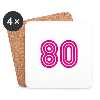 80. 80 YEARS. 80th ANNIVERSARY. 80TH BIRTHDAY. - Coasters (set of 4) - white - Front