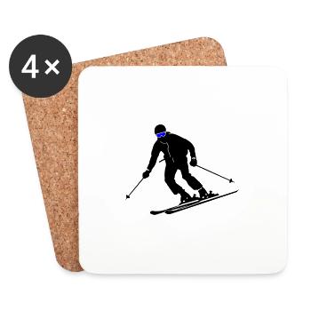 Ski Fahren Skiing Mann Symbol - Untersetzer (4er-Set) - Weiß - Vorne