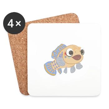 Cheeky fish as an illustration - Coasters (set of 4) - white - Front