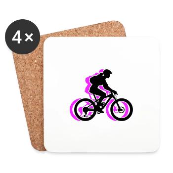Mountain Bike Bicycle Woman Icon - Coasters (set of 4) - white - Front