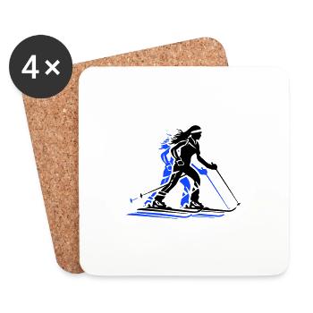 Ski Fahren Skiing Frau Symbol - Untersetzer (4er-Set) - Weiß - Vorne