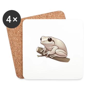 Realistic Tree Frog Soft Illustration - Coasters (set of 4) - white - Front