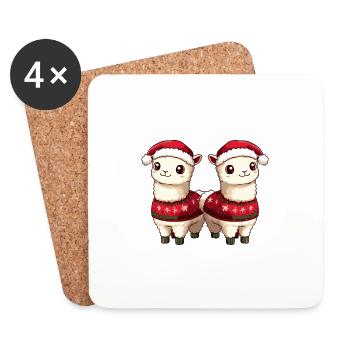 L’équipe de Noël Alpaga Llama - Dessous de verre (lot de 4) - blanc - Devant