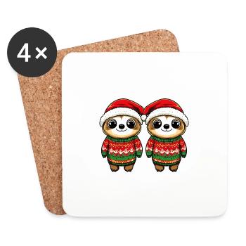 Sloth Christmas Team - Coasters (set of 4) - white - Front