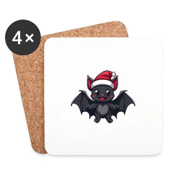 Bat Christmas Christmas - Coasters (set of 4) - white - Front