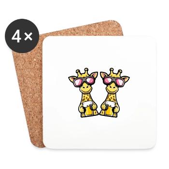 Giraffe Ski Team Bier - Untersetzer (4er-Set) - Weiß - Vorne