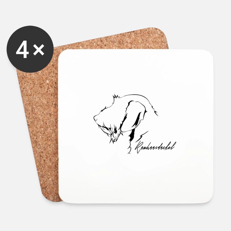RAUHAARDACKEL Profil Hunde Hund Wilsigns Jagdhunde - Untersetzer (4er-Set) - Weiß