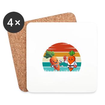 Karaté Carottes - Dessous de verre (lot de 4) - blanc - Devant