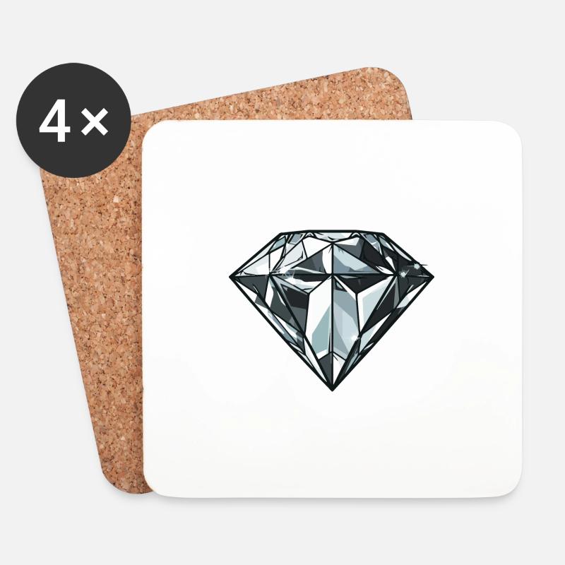 Diamant Juwel - Untersetzer (4er-Set) - Weiß