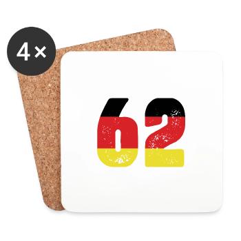 62 Numéro Jersey Allemagne - Dessous de verre (lot de 4) - blanc - Devant