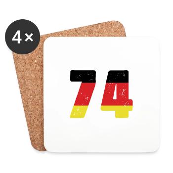 74 Numéro Jersey Allemagne - Dessous de verre (lot de 4) - blanc - Devant