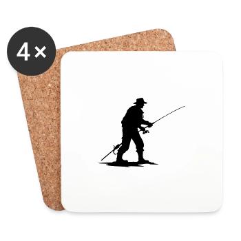 Fishing Man Icon - Coasters (set of 4) - white - Front