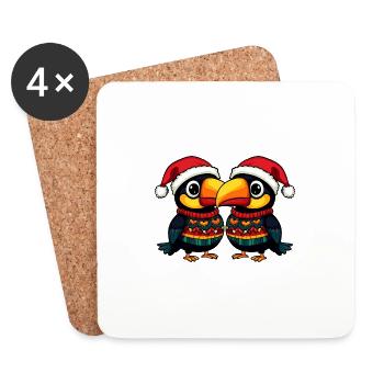 Tukan Vogel Weihnachten Team - Untersetzer (4er-Set) - Weiß - Vorne