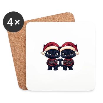 L’équipe de Noël des Panthers - Dessous de verre (lot de 4) - blanc - Devant