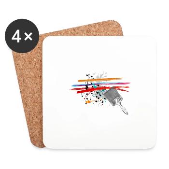 Brosses de couleur Peinture Peinture Taches - Dessous de verre (lot de 4) - blanc - Devant