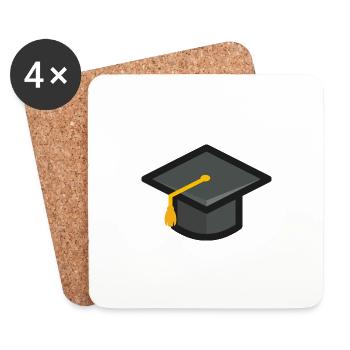 Cérémonie de remise des diplômes du chapeau de remise des diplômes - Dessous de verre (lot de 4) - blanc - Devant