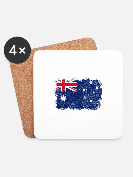 Australian Flag - Coasters (set of 4) - white