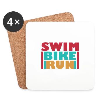 Triathlon, Natation, Cyclisme, Course à pied, Sports - Dessous de verre (lot de 4) - blanc - Devant