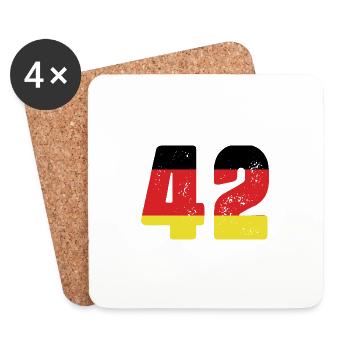 42 Numéro Jersey Allemagne - Dessous de verre (lot de 4) - blanc - Devant