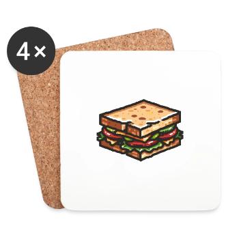 Sandwich Pixel Gamer - Coasters (set of 4) - white - Front