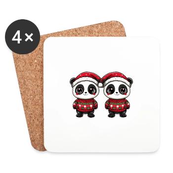 Panda Christmas Team - Coasters (set of 4) - white - Front