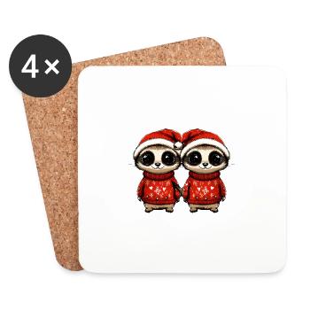 Meerkat Christmas Team - Coasters (set of 4) - white - Front